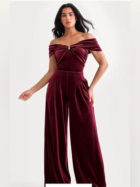 NWT Popilush Red Velvet Wide-Leg Sculpting Trousers Shapewear Size Large